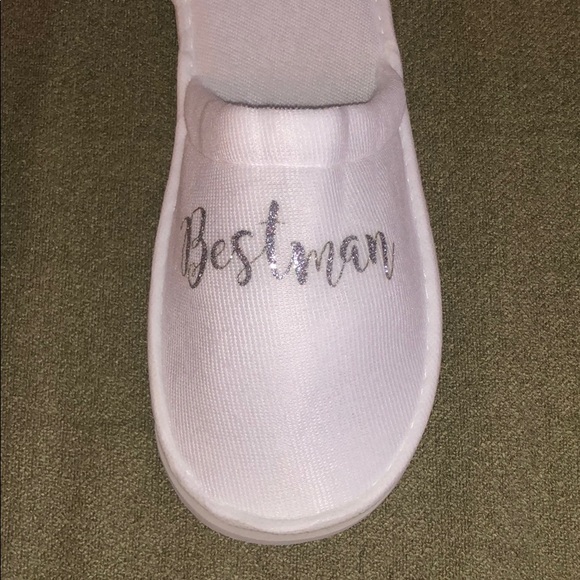 Groom Wedding Slippers Silver Fits Size 7-11 - Picture 3 of 4
